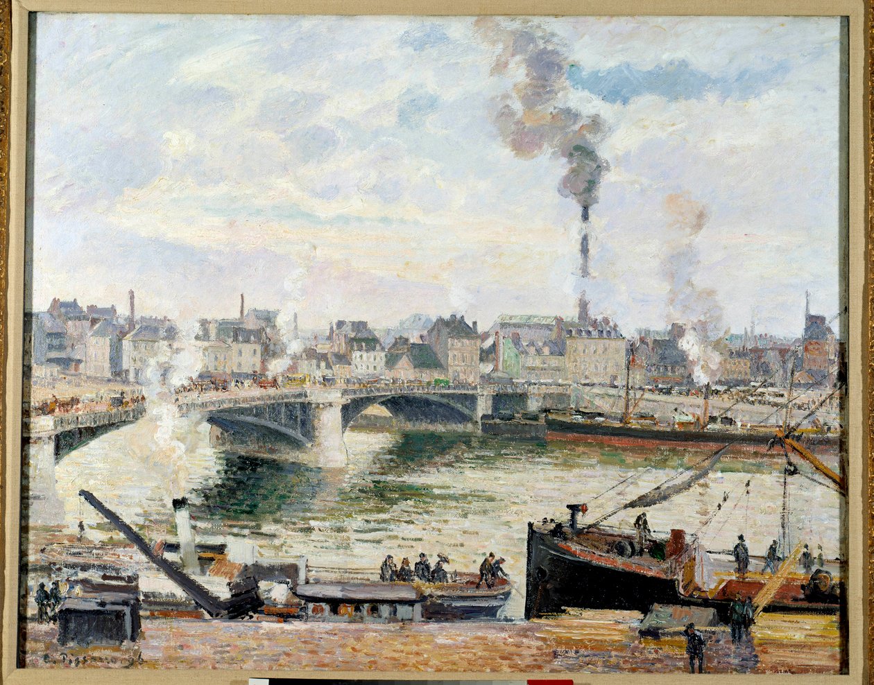 Den store broen i Rouen. Maleri av Camille Pissarro (1830-1903) av Camille Jacob Pissarro