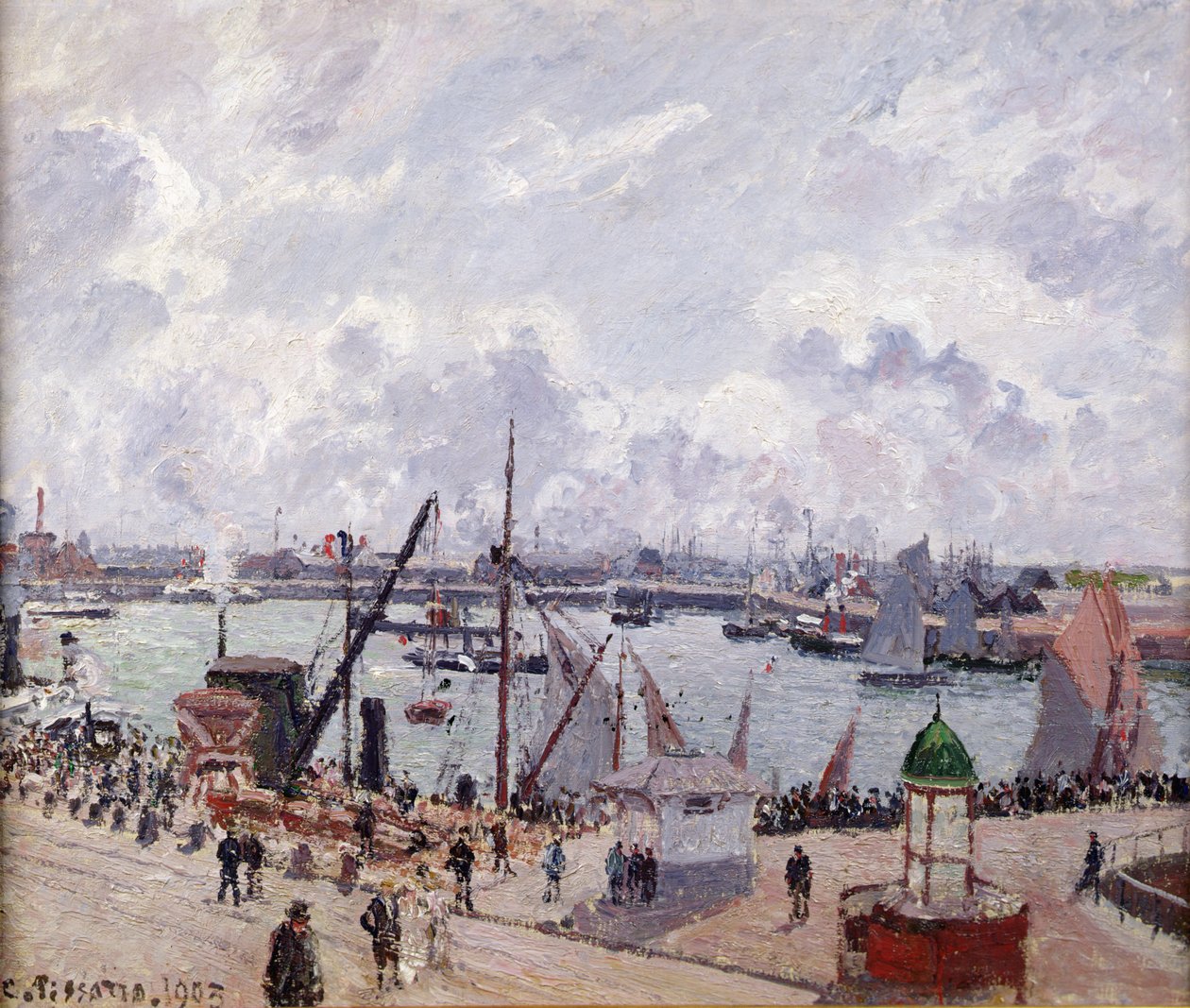 Den ytre havnen i Le Havre, Quai de Southampton, Honfleur-båten som forlater havnen, 1903 av Camille Jacob Pissarro
