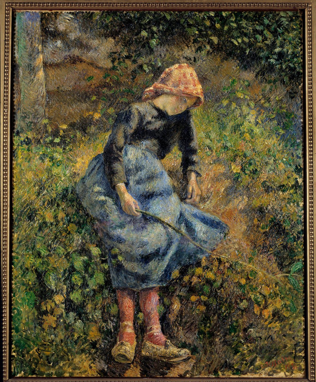 Hyrden sier at piken har en tryllestav. Maleri av Camille Pissarro (1830-1903) av Camille Jacob Pissarro