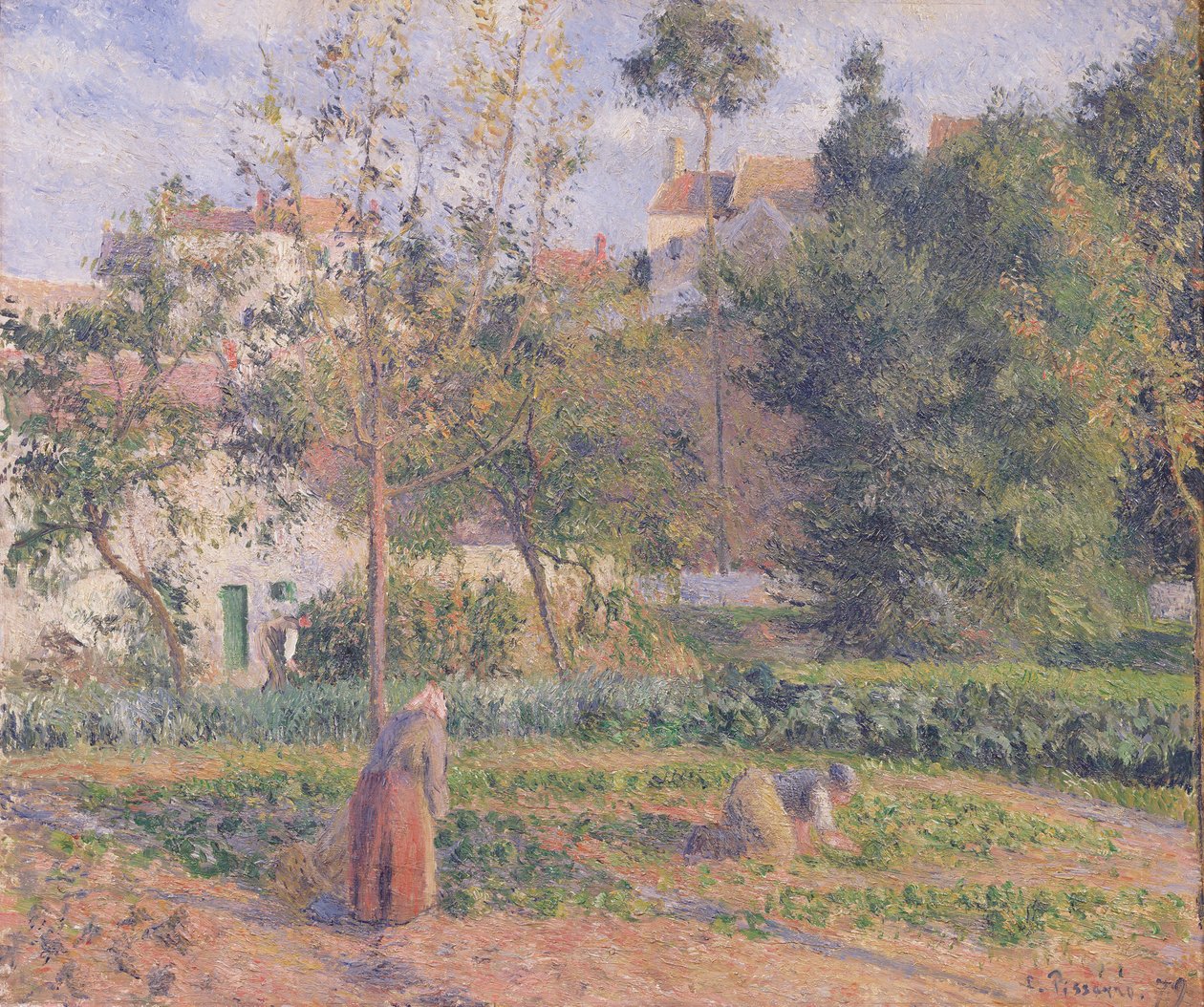 Grønnsakshage ved Hermitage, Pontoise, 1879 av Camille Jacob Pissarro
