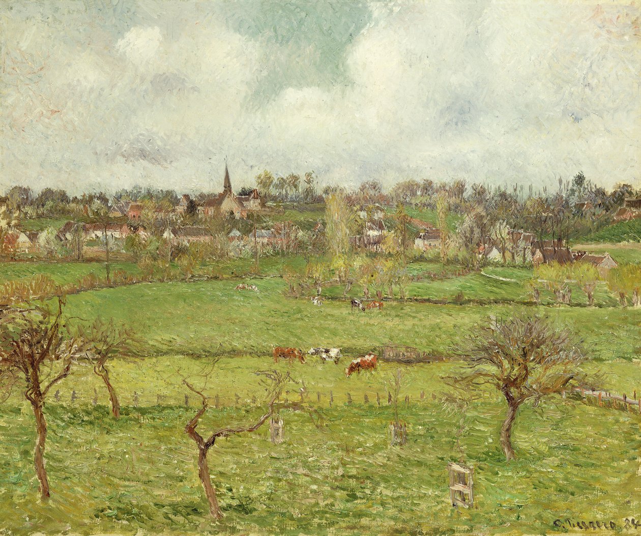 Utsikt over Bazincourt; Utsikt over Bazincourt, 1884 av Camille Jacob Pissarro