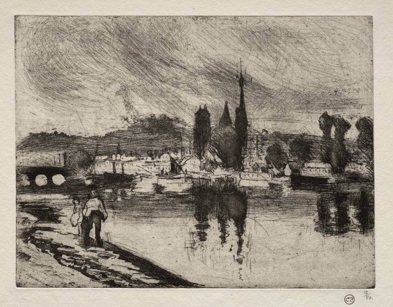 Utsikt over Rouen, 1884. av Camille Jacob Pissarro
