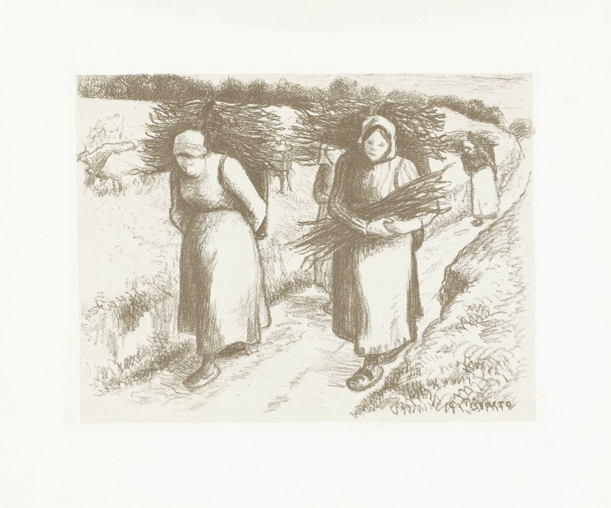 Kvinner bærer fagter Porteuses de fagott av Camille Jacob Pissarro