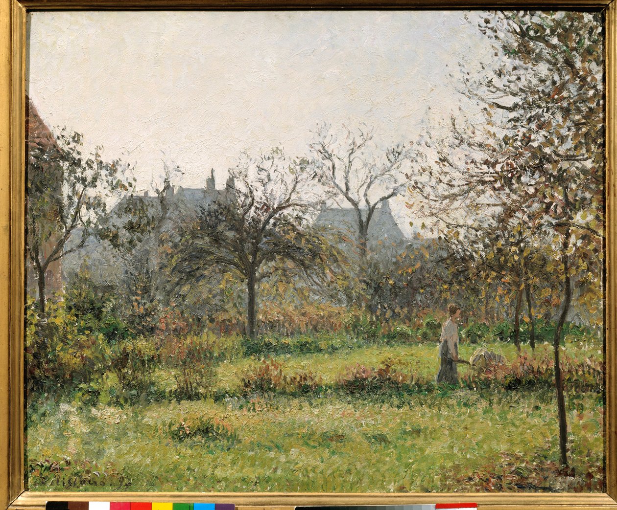 Kvinne i en frukthage, høstmatiné, hage til Eragny Maleri av Camille Pissarro (1830-1903) 1897 Søn. 0,54x0,65 m Paris, musee d
