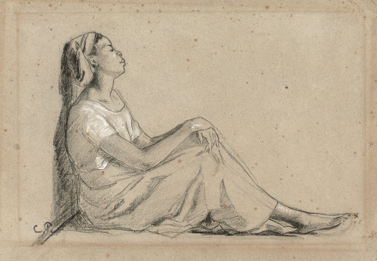 Ung svart kvinne sittende, 1855-7 av Camille Jacob Pissarro