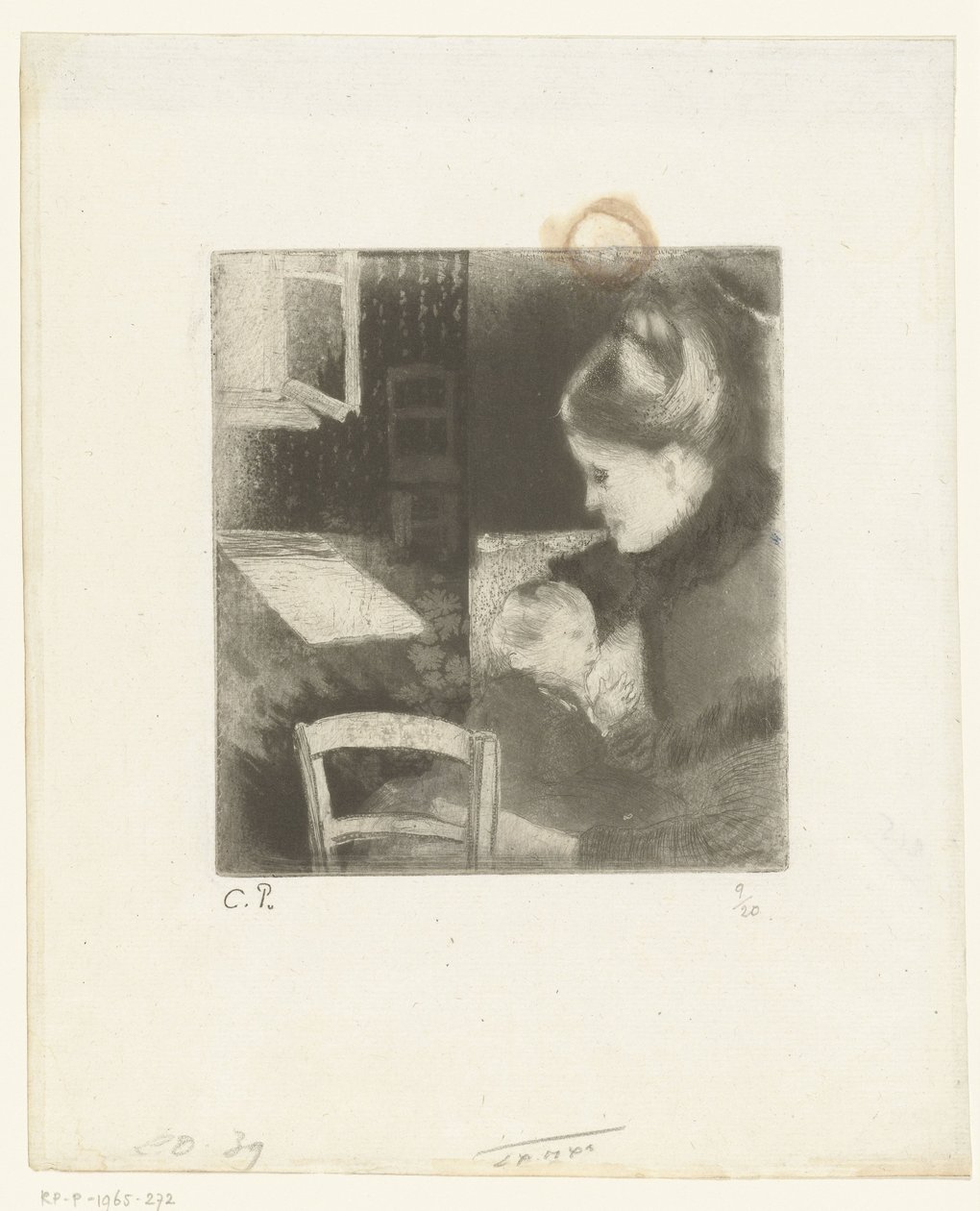 Sykepleie kvinne Enfant têtant sa mère av Camille Jacob Pissarro