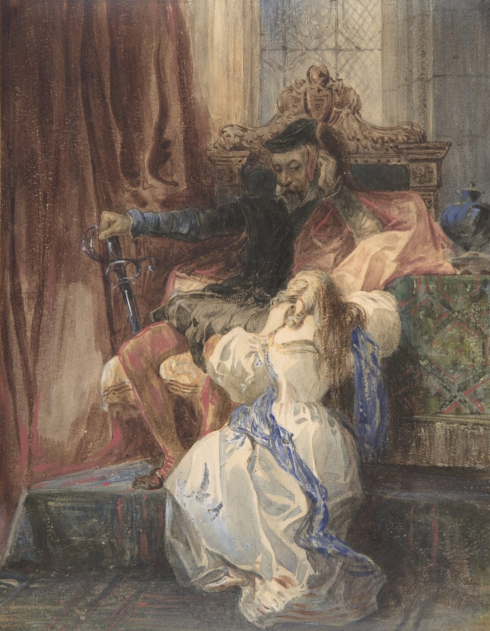 The Pardon Refused fra Sir Walter Scotts Kenilworth, ca. 1826-29. av Camille Joseph Etienne Roqueplan