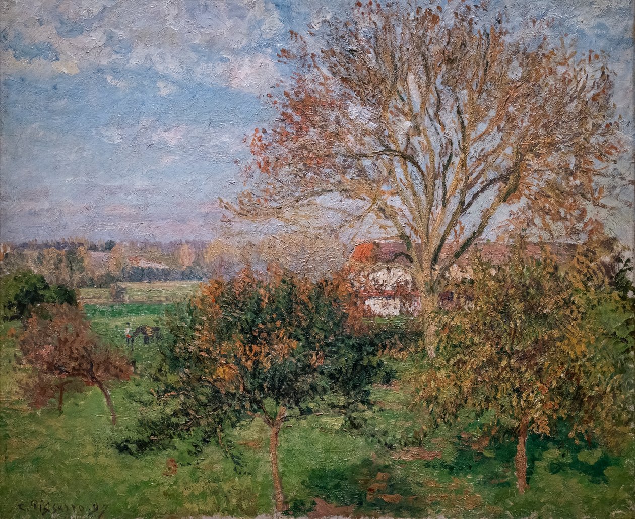 Høst, morgen på Eragny av Camille Pissarro