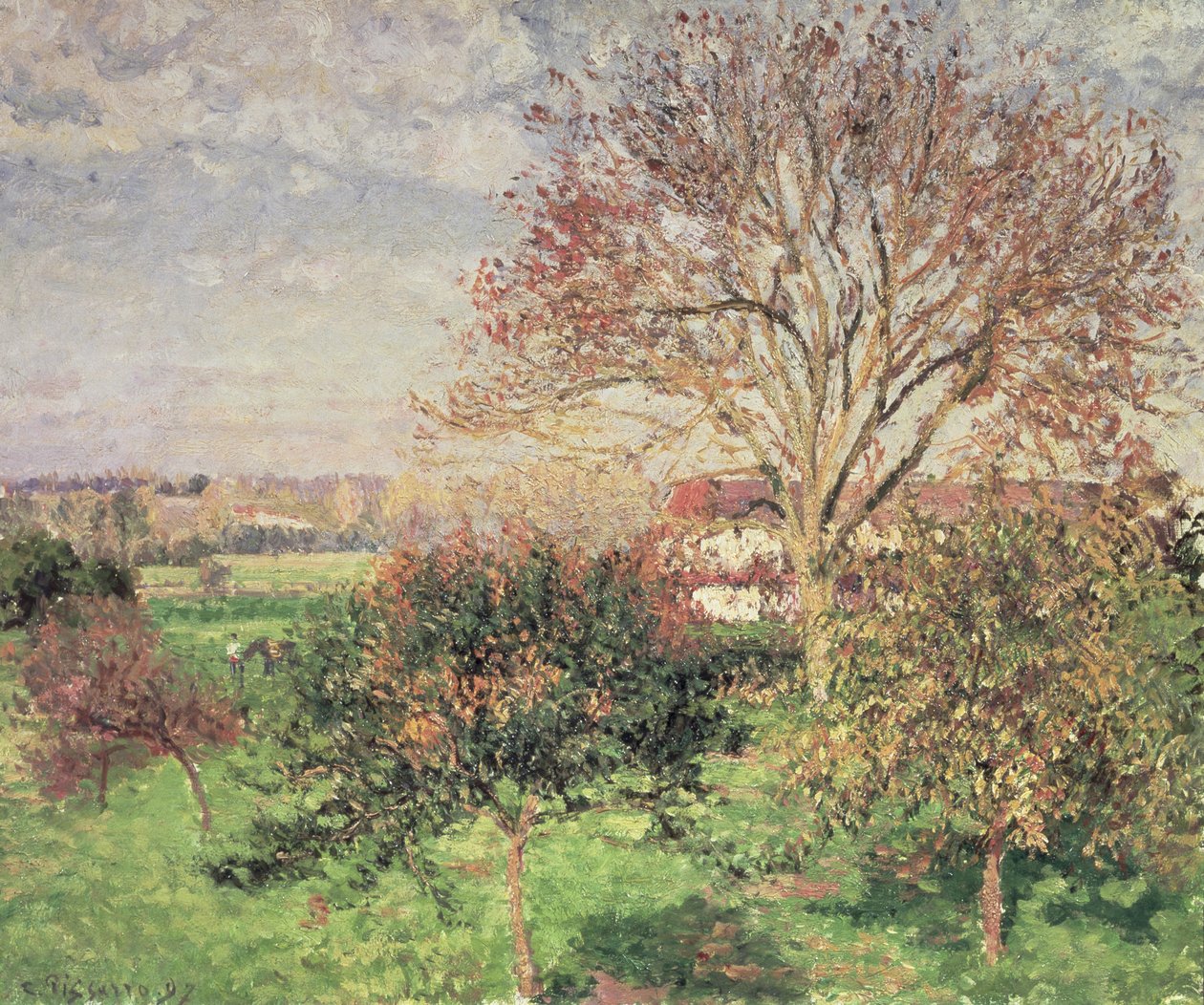 Høstmorgen på Eragny av Camille Jacob Pissarro