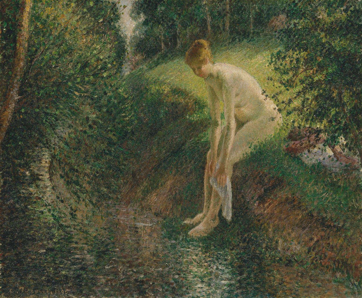 Badende i skogen, 1895. av Camille Jacob Pissarro