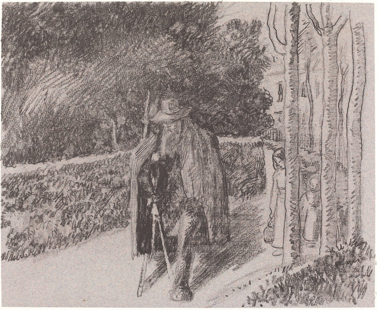 Tigger med en krykke-mendiant a la bequille, 1897. av Camille Pissarro