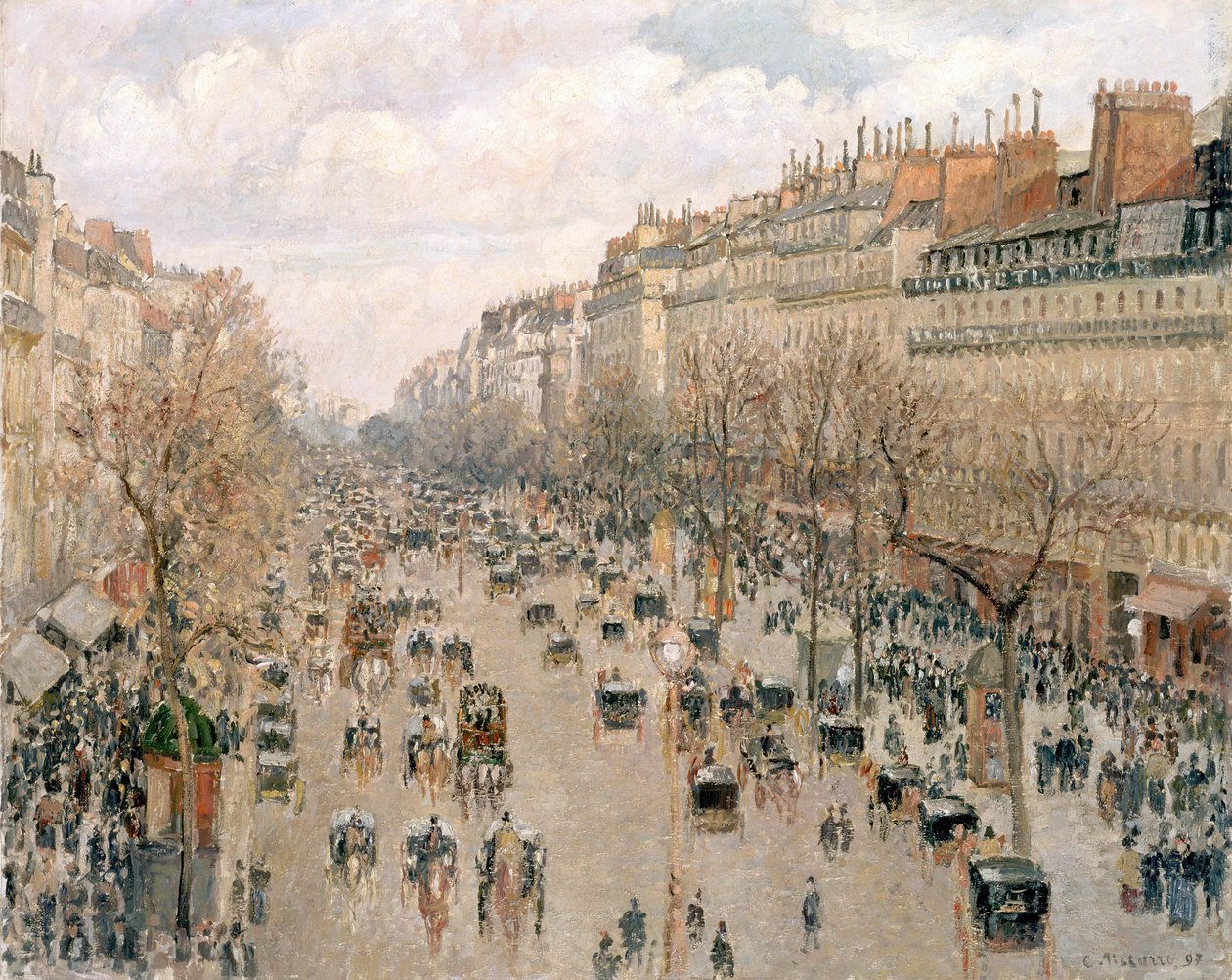 Boulevard Montmartre, ettermiddagssol av Camille Jacob Pissarro