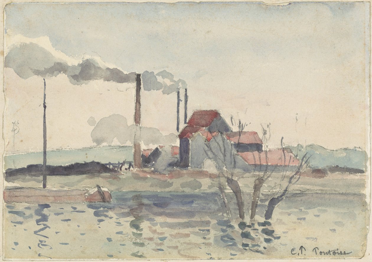 Fabrikk på Oise ved Pontoise av Camille Pissarro