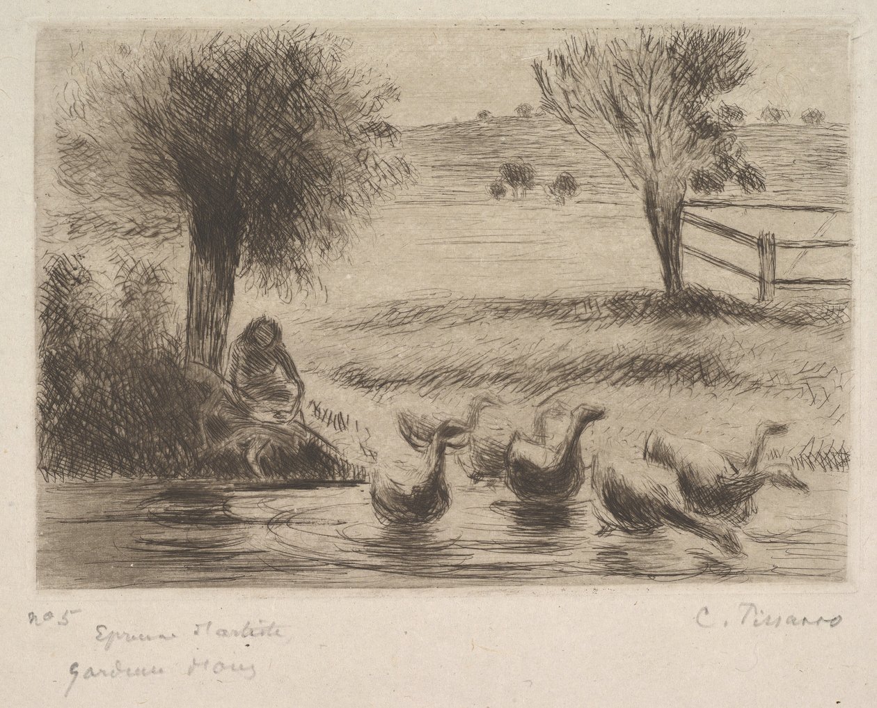Gåsejente, 1888. av Camille Jacob Pissarro