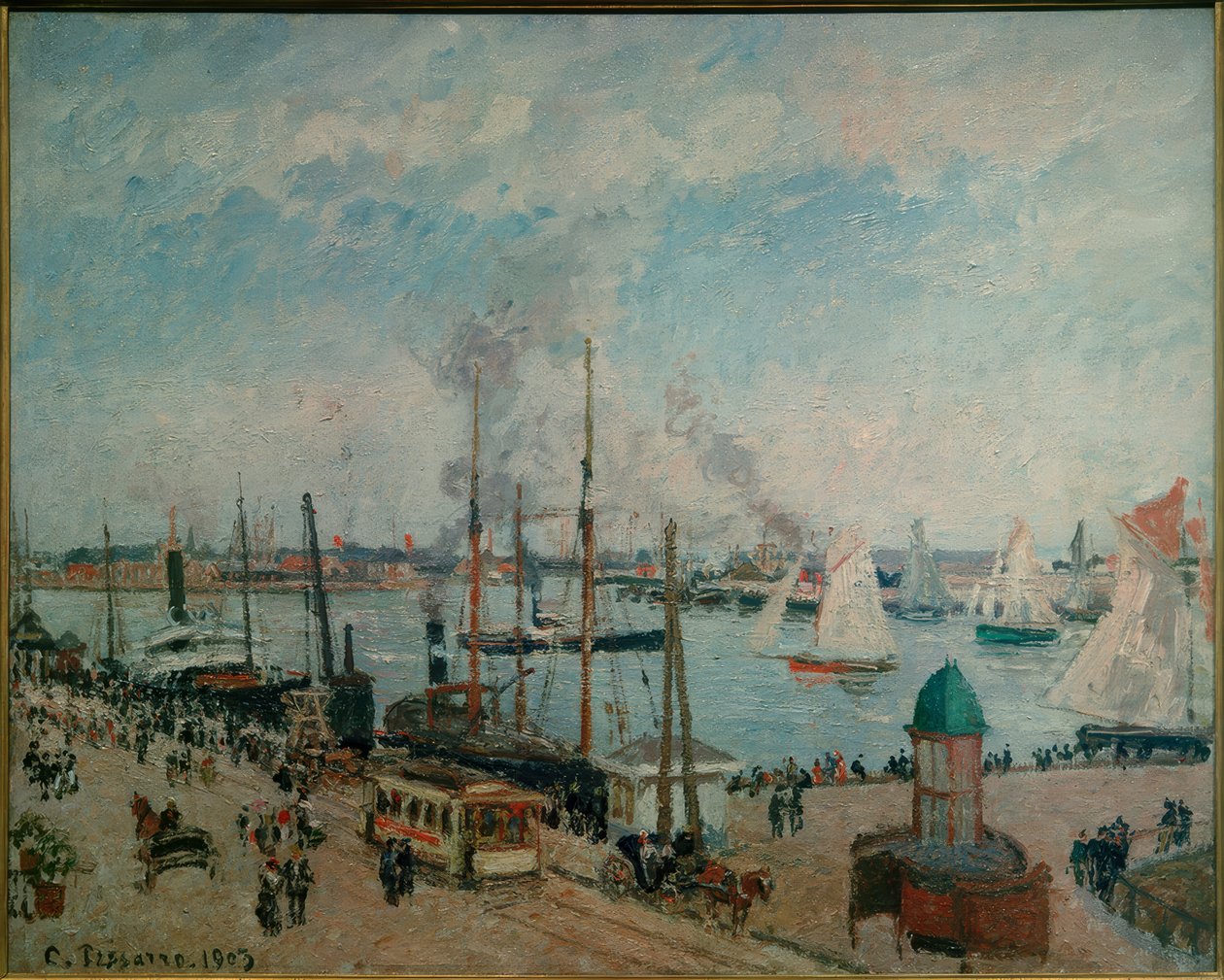 Le Havre havn ved høyvann av Camille Jacob Pissarro