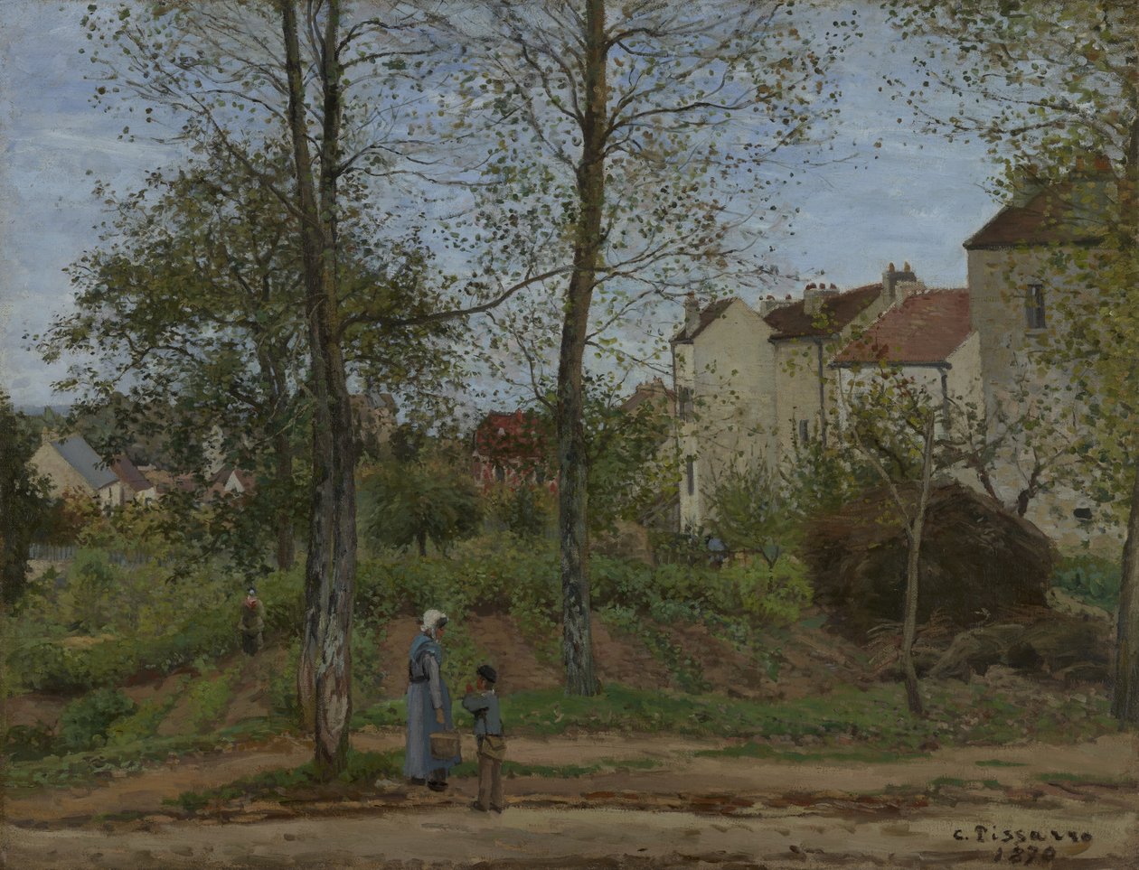 Hus på Bougival (høst) av Camille Pissarro