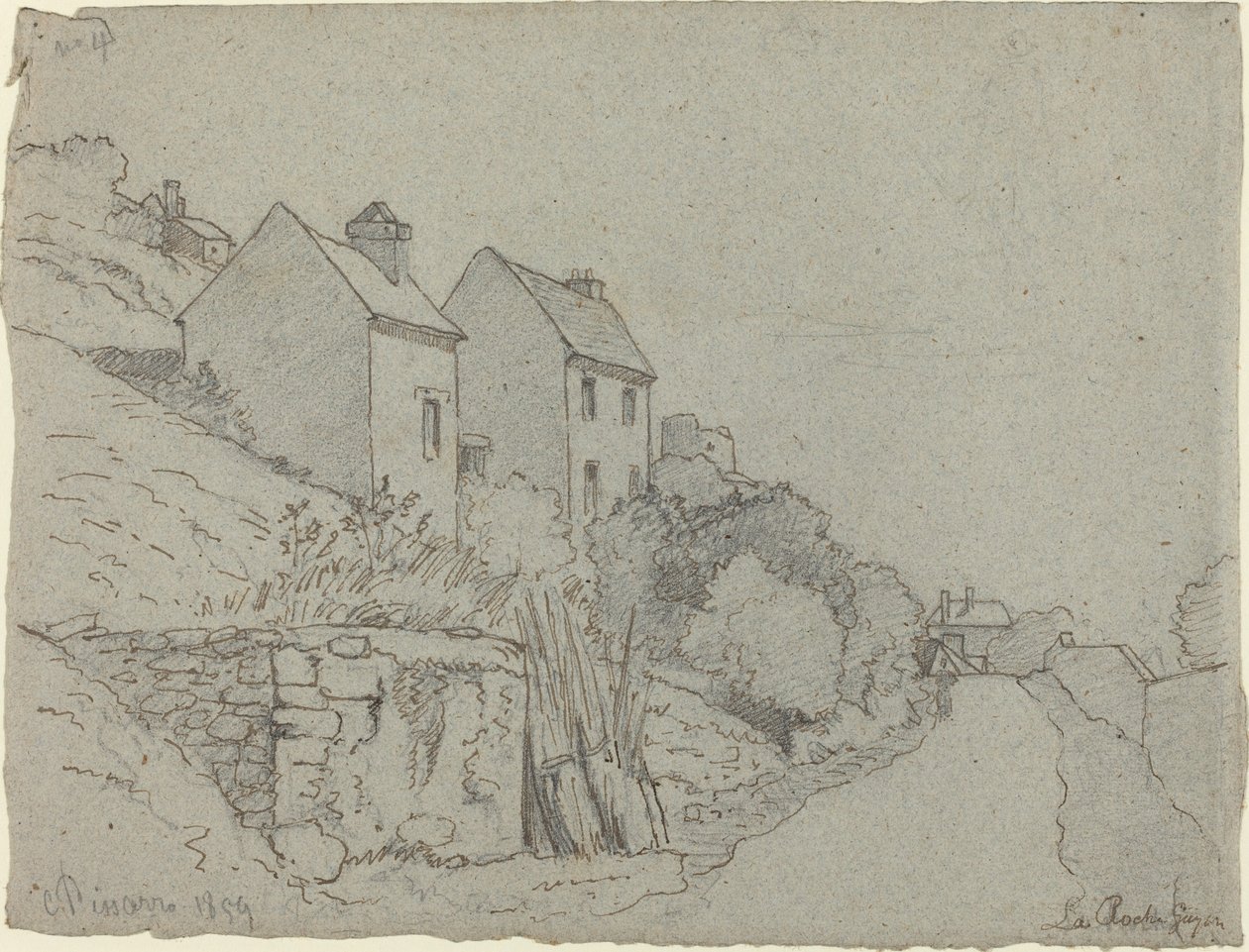 Hus ved en vei av Camille Pissarro