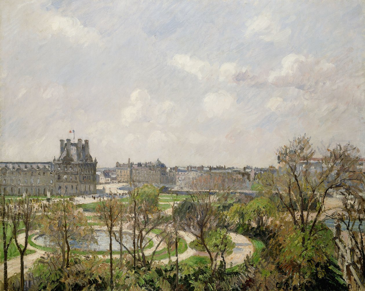 Tuileries hage, vårmorgen; Tuileriehagen, morgen, vår, 1900 av Camille Jacob Pissarro