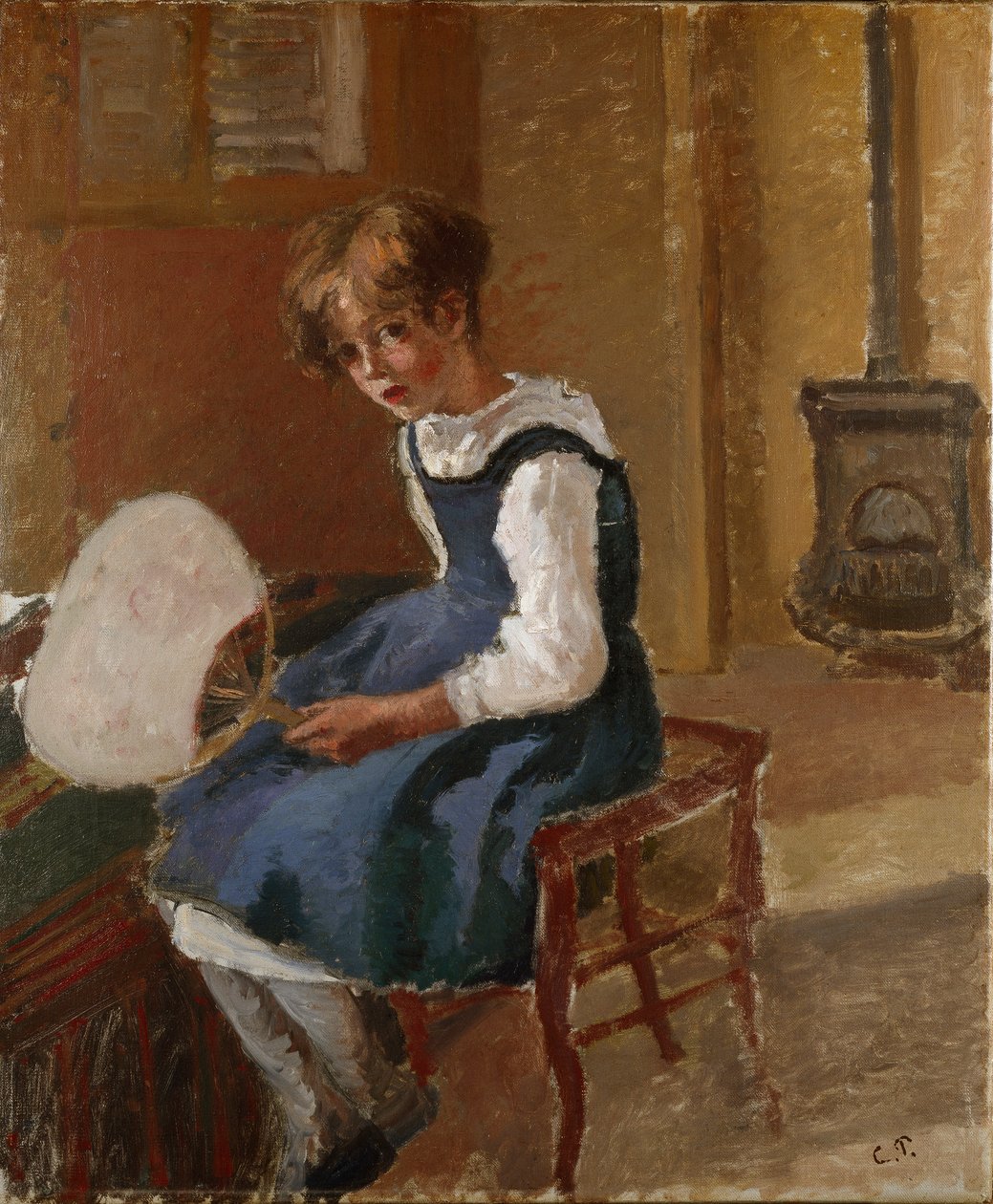 Jeanne holder en vifte, c1873 av Camille Pissarro