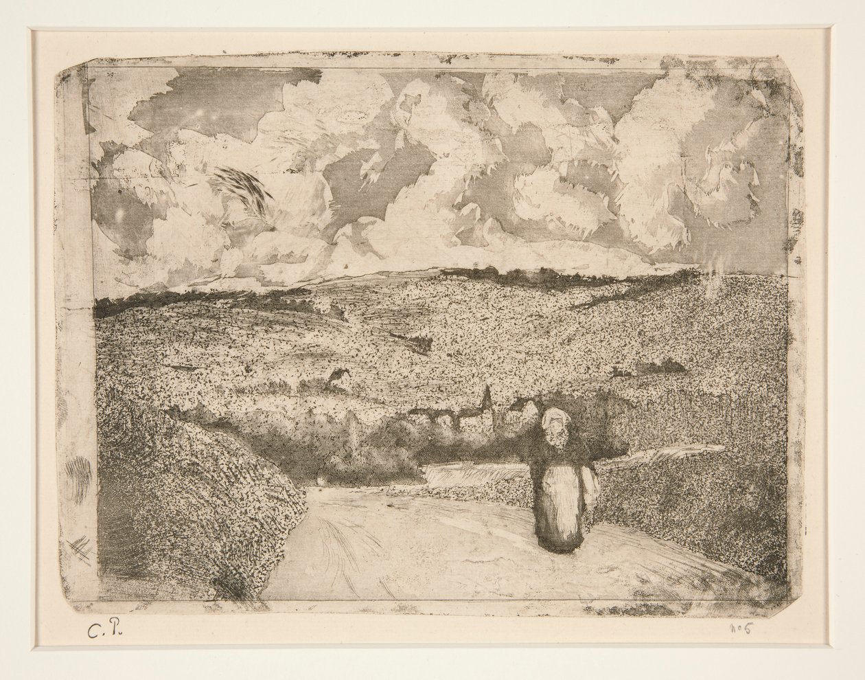 La Femme sur la route (Kvinnen på veien) av Camille Pissarro
