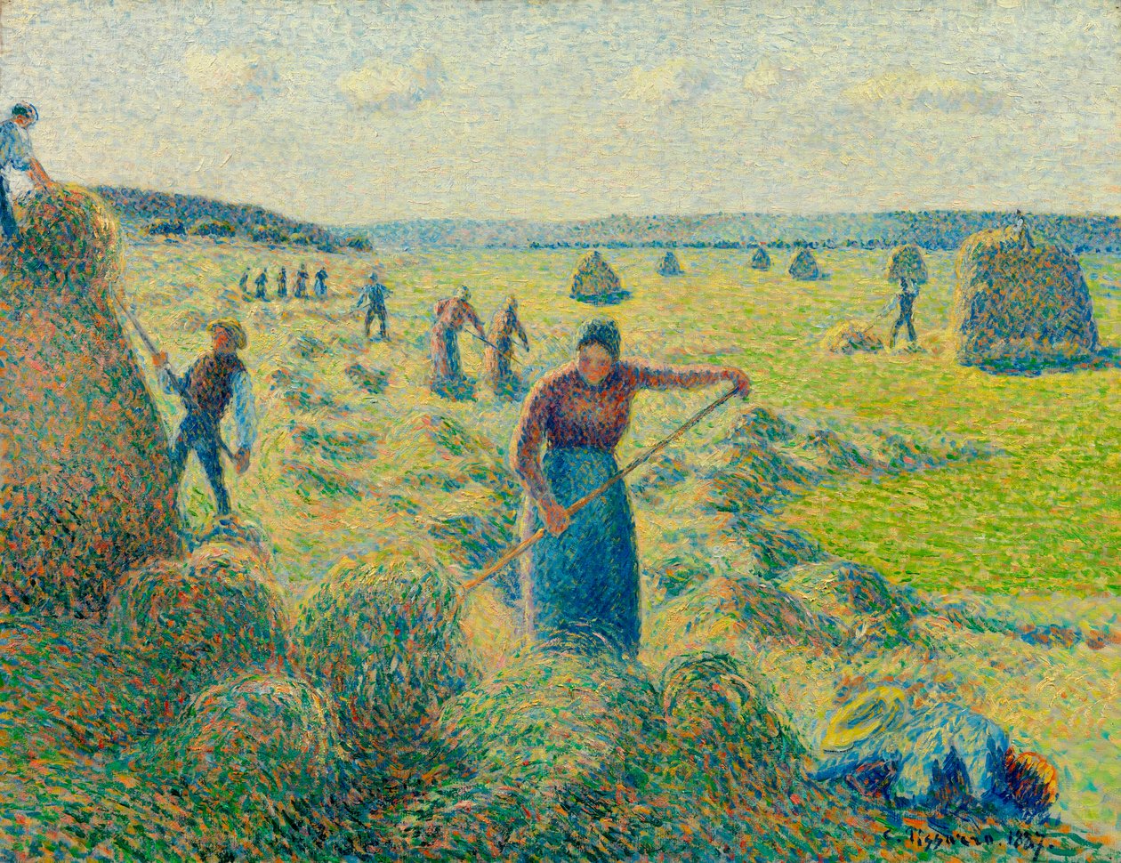 Haymaking, Eragny (Frankrike) (The haymaking, Eragny) - Maleri av Camille Pissaro (1830-1903), olje på lerret av Camille Pissarro