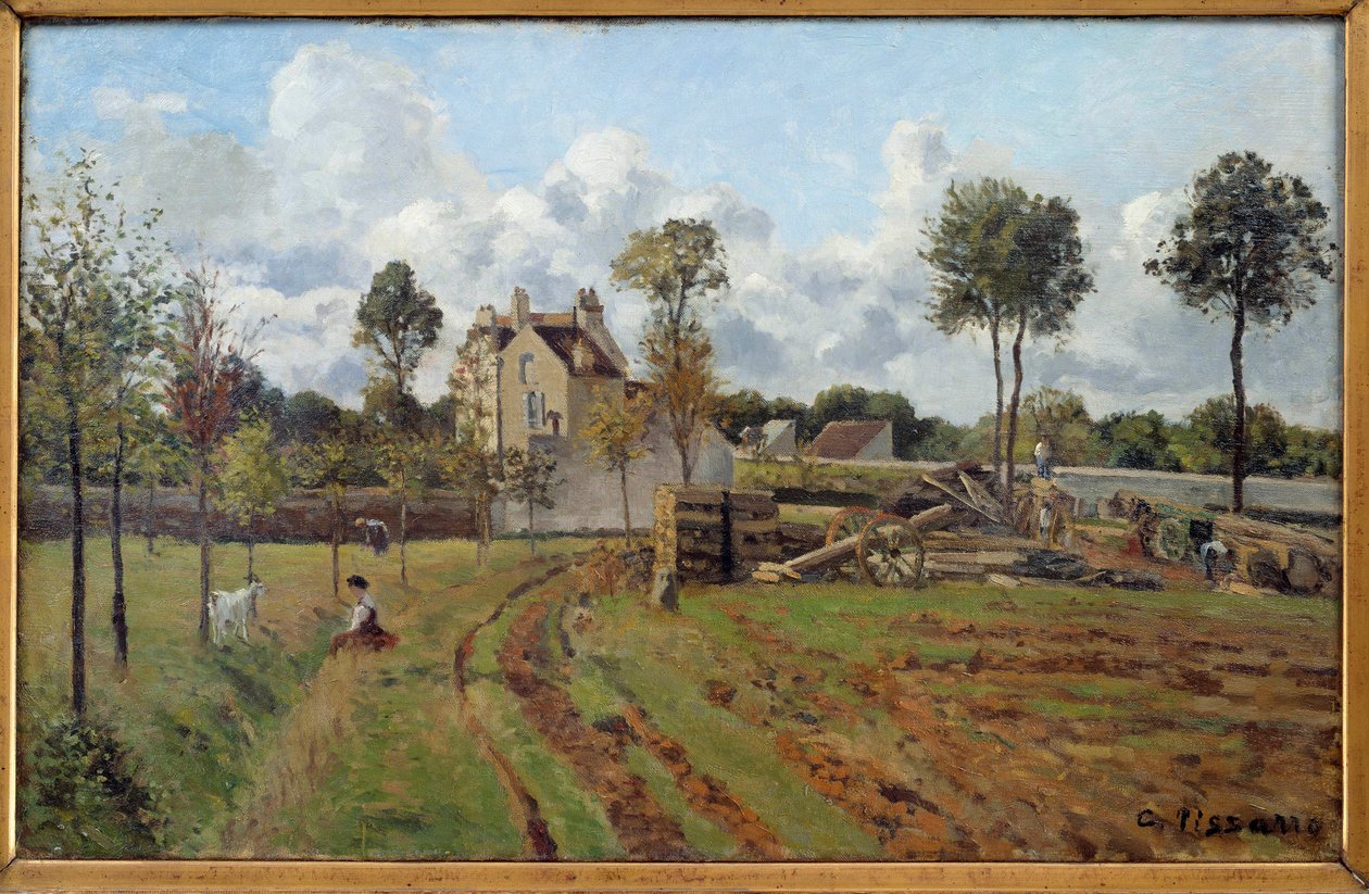 Landskap. Utsikt over Louveciennes. Maleri av Camille Pissarro (1830-1903) 1872 Søn. 0,51x0,81 m Paris, Orsay-museet av Camille Jacob Pissarro