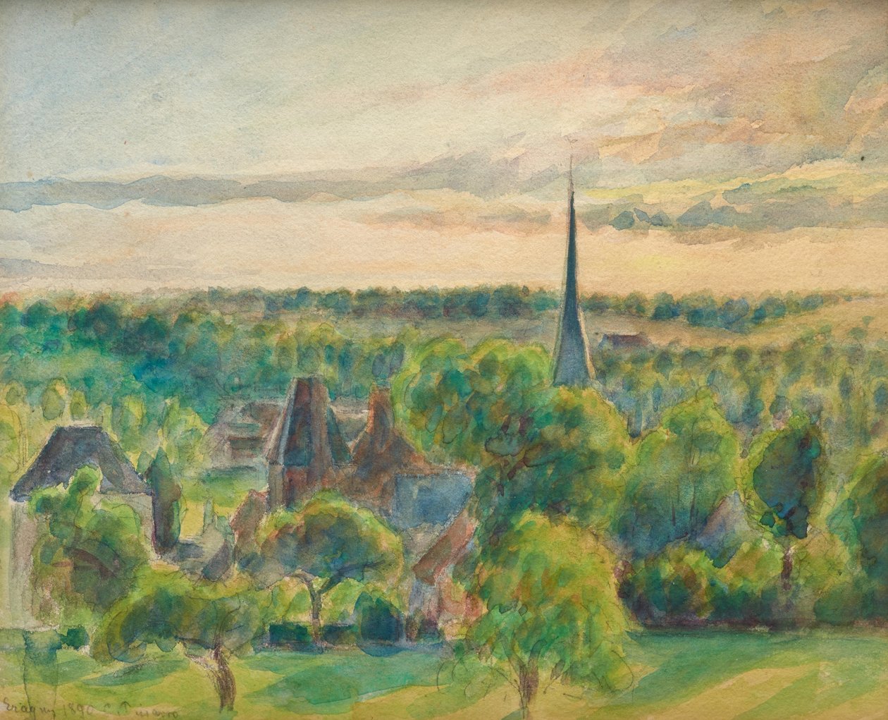 Landskap ved Éragny av Camille Jacob Pissarro