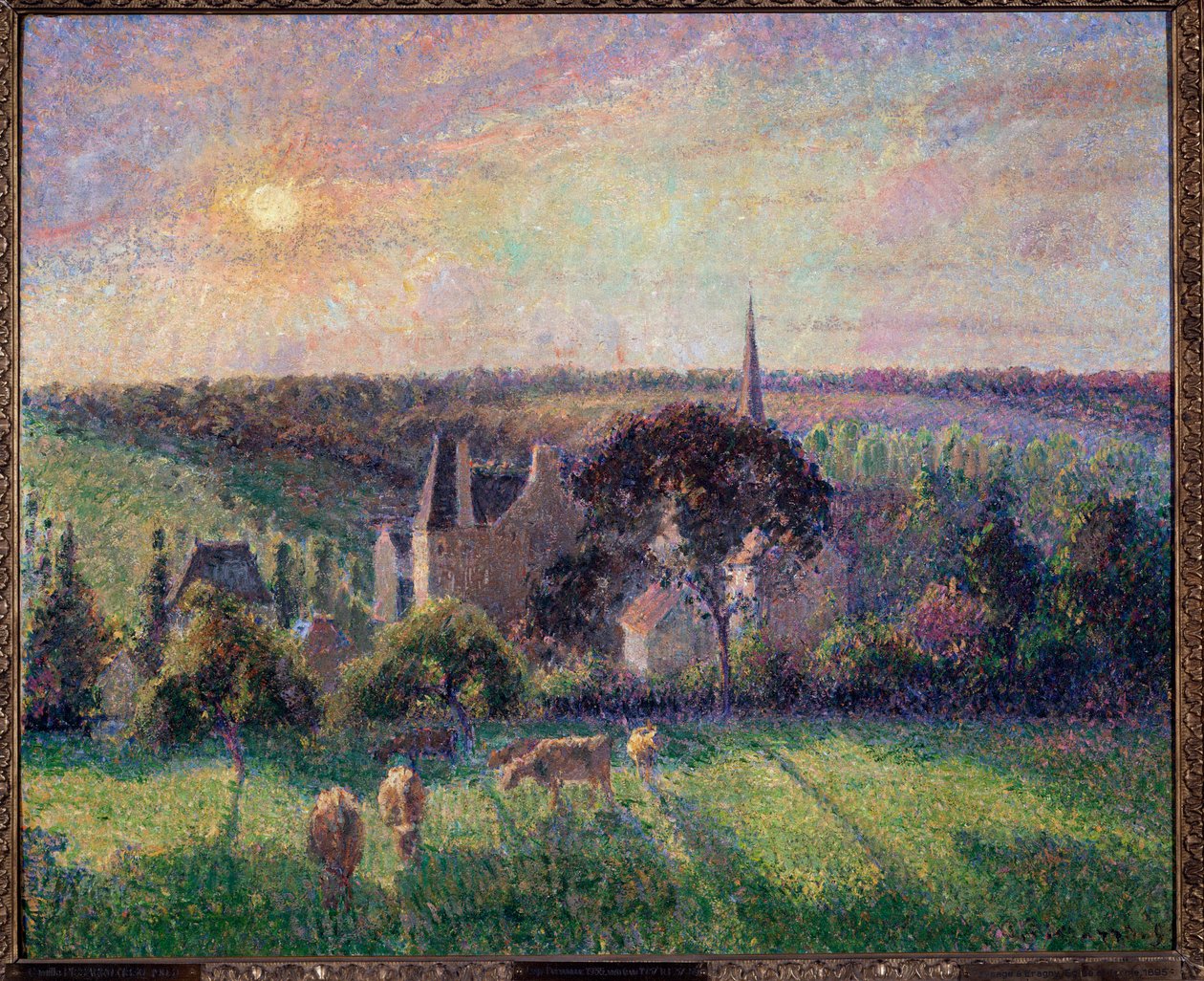 Landskap i Eragny, kirke og gård Maleri av Camille Pissarro (1830-1903) 1895 Søn. 0,6x0,73 m Paris, musee d
