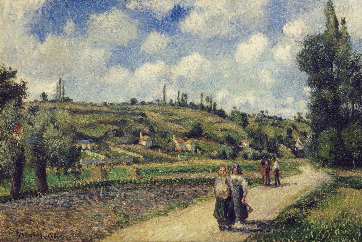 Landskap nær Pontoise, Auvers Road, 1881 av Camille Jacob Pissarro