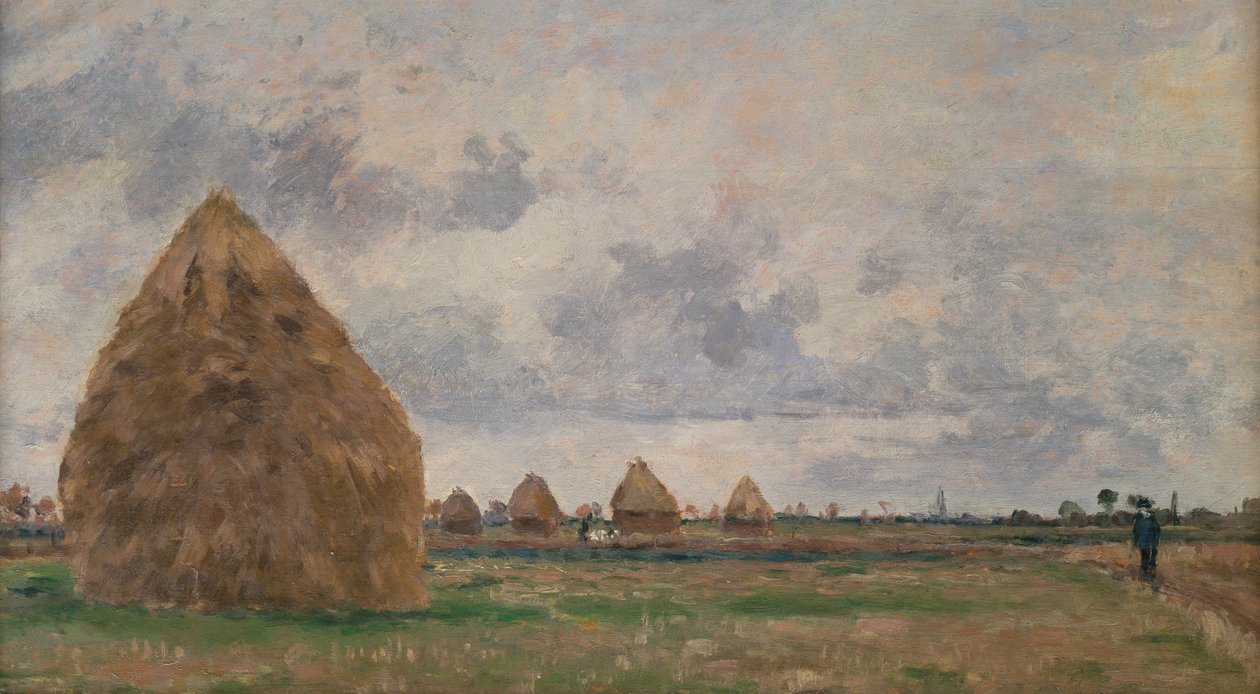 Landskap med høystakker av Camille Pissarro