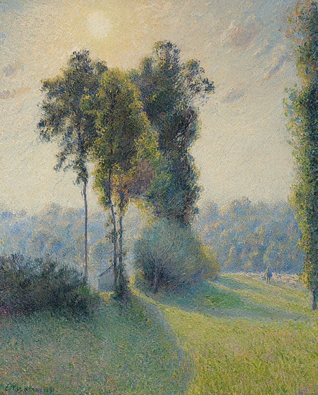 Landskap ved Saint-Charles, nær Gisors ved solnedgang. 1891 av Camille Jacob Pissarro