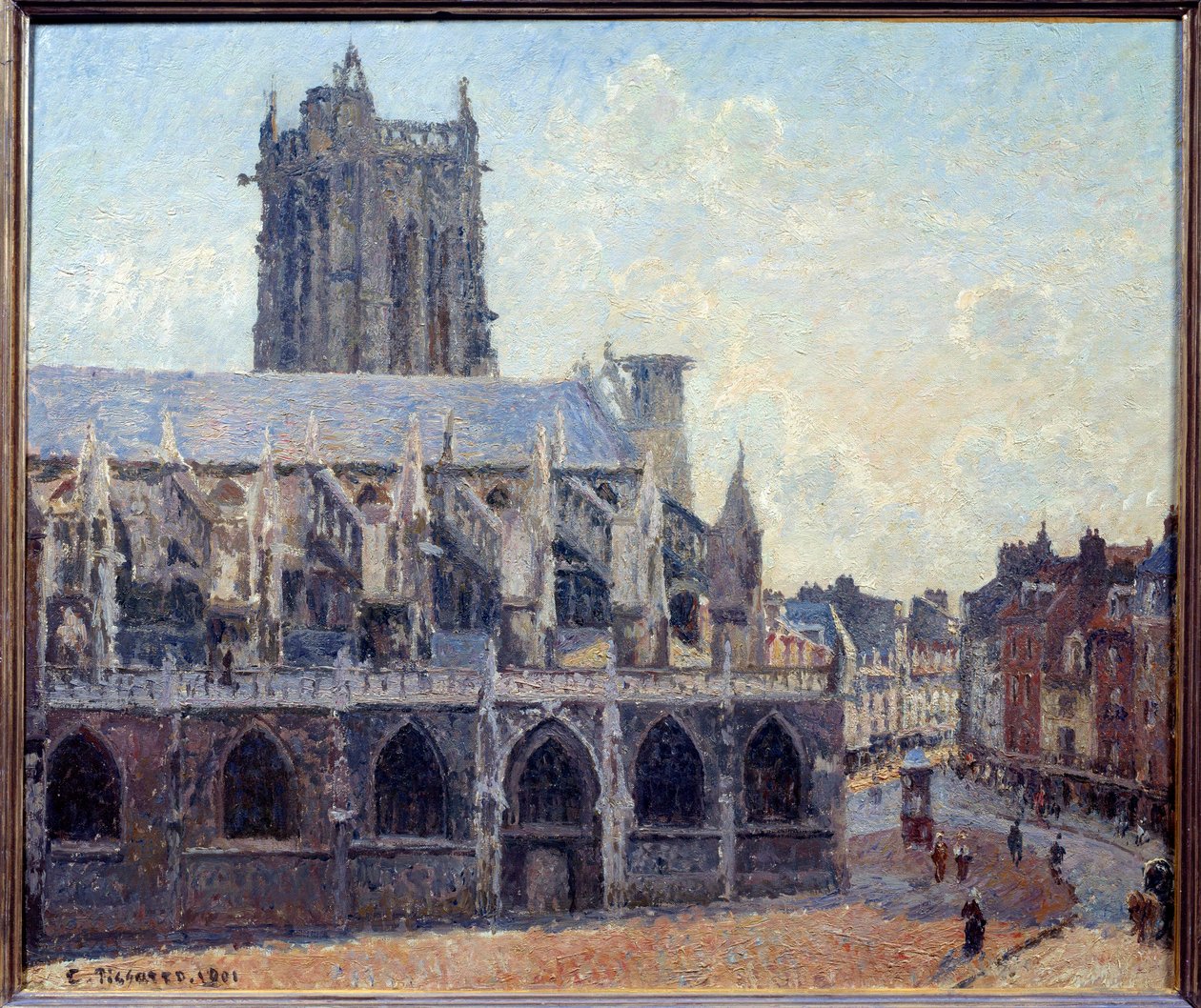 Saint Jacques Church in Dieppe Maleri av Camille Pissarro (1830-1903) 1901 Søn. 0,54x0,65 m Paris, Orsay museum - Kirken Saint Jacques i Dieppe. Maleri av Camille Pissarro (1830-1903) av Camille Jacob Pissarro