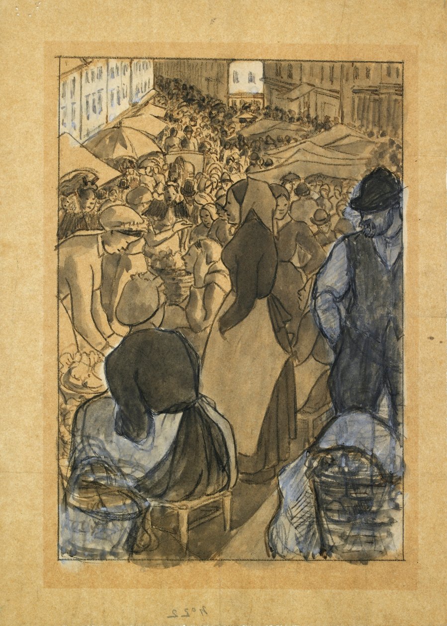 Markedsscene, ca 1880-tallet av Camille Pissarro