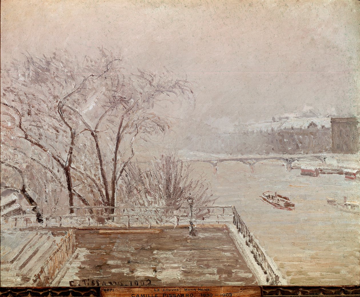 Morgen på Louvre, snøeffekt. Maleri av Camille Pissarro (1830-1903) 1902. Olje på lerret. Mål: 65x81cm. London, Nasjonalgalleriet av Camille Jacob Pissarro
