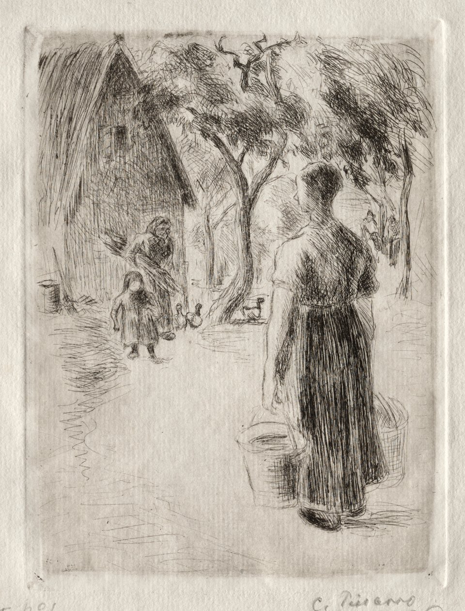 Bondekvinne som bærer bøtter av Camille Pissarro