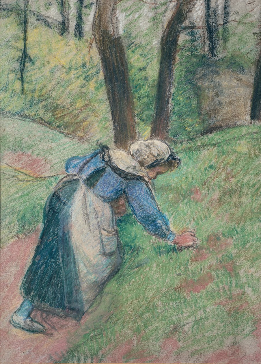 Bondekvinne som luker gresset, c1894 av Camille Pissarro