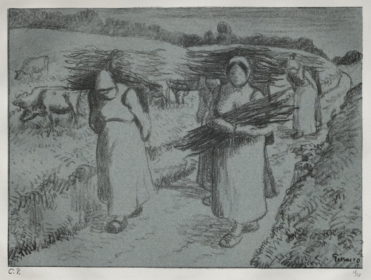 Bønder som bærer Fagots av Camille Pissarro