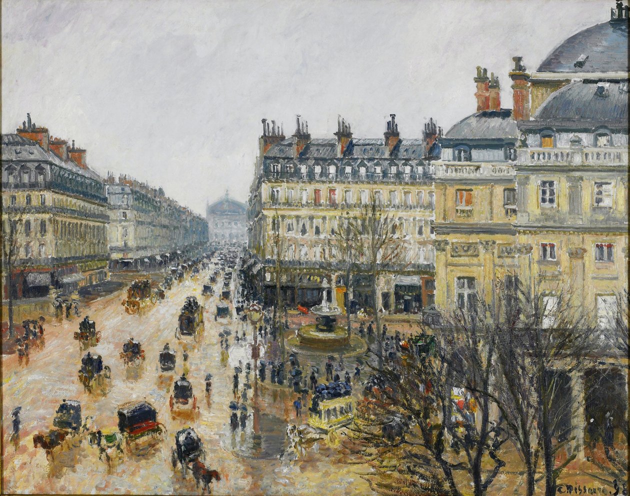 Place du Théâtre Français, Paris: Regn av Camille Jacob Pissarro