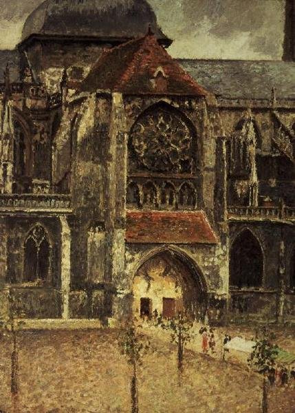 Portalen til St. Jacques-kirken, Dieppe av Camille Pissarro