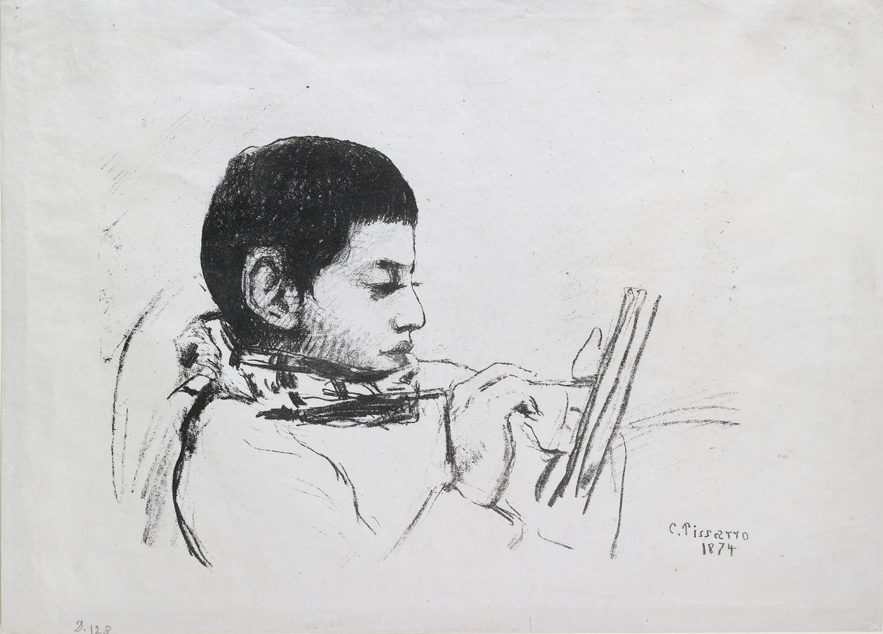 Portrett av Lucien Pissarro, 1874 av Camille Pissarro