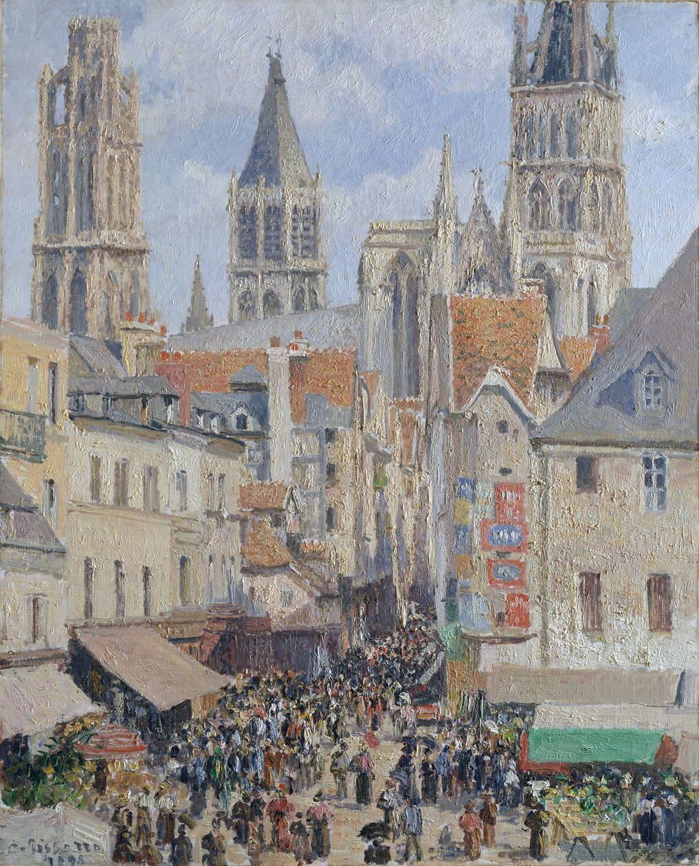 Rue de lÉpicerie, Rouen Effect of Sunlight, 1898. av Camille Jacob Pissarro