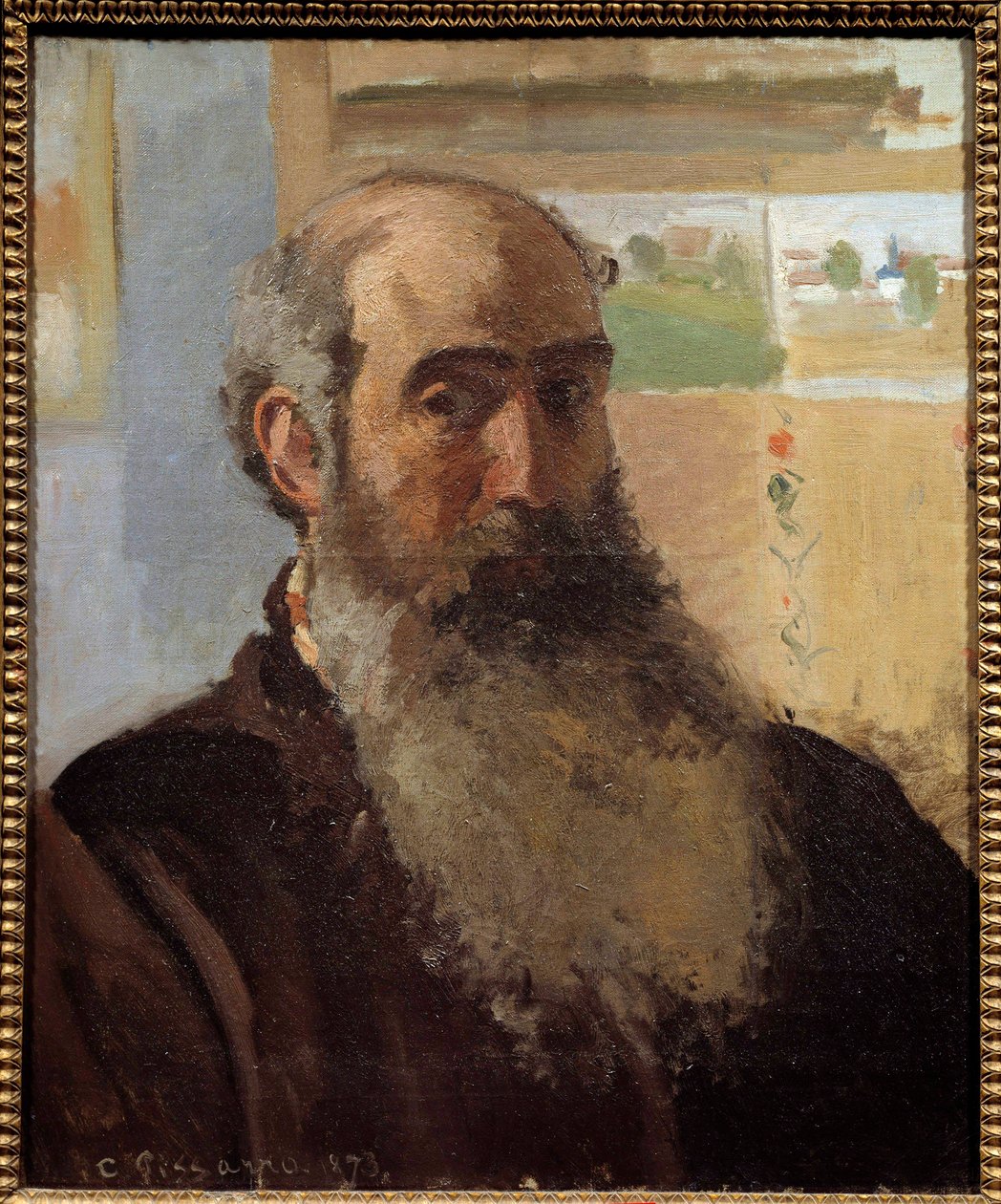 Selvportrettmaleri av Camille Pissarro (1830-1903) 1873 Søn. 0,56x0,46 m Paris, musee d