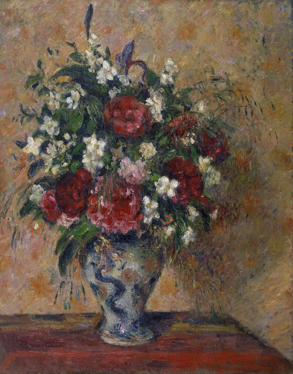 Stilleben med peoner og falsk appelsin av Camille Jacob Pissarro