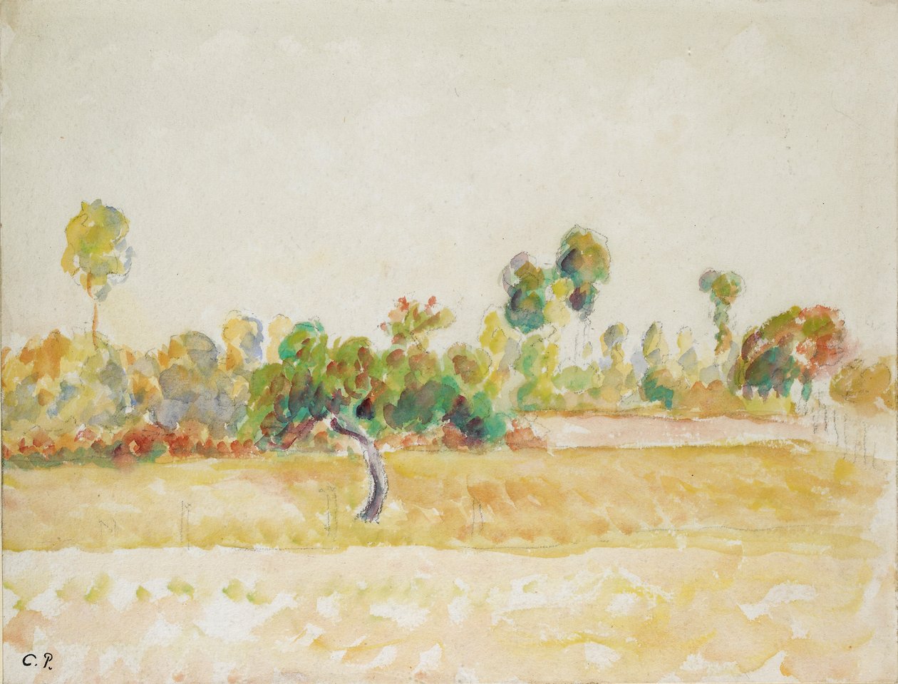 Studie av frukthagen ved Eragny-sur-Epte, sett fra kunstnerens hus, c1886-1890 av Camille Pissarro