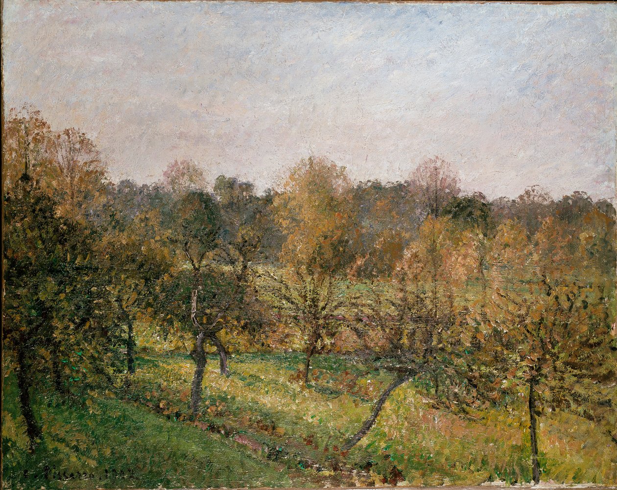 Solnedgang ved Eragny-sur-Epte, høsten 1902 av Camille Pissarro