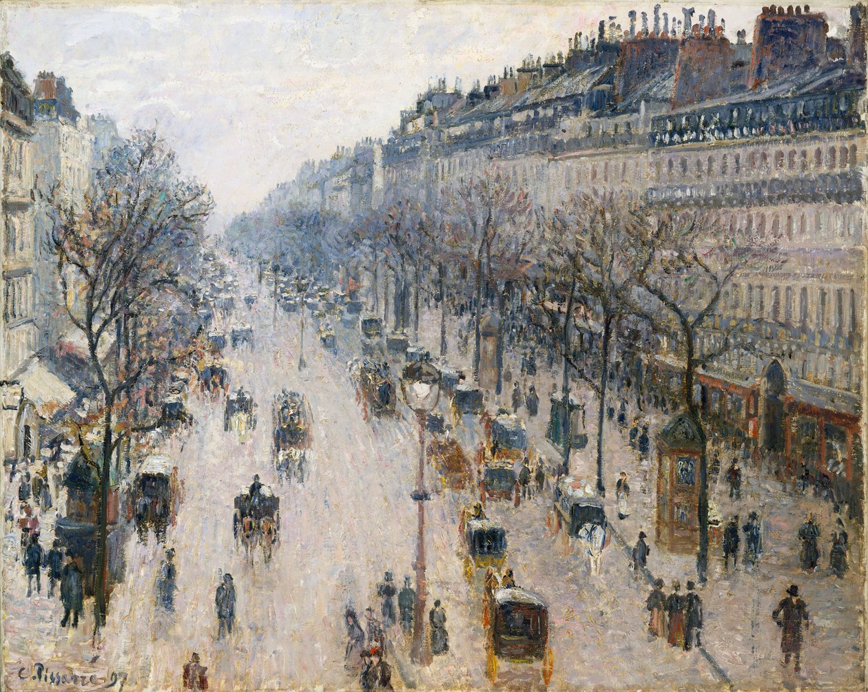 Boulevard Montmartre på en vintermorgen av Camille Jacob Pissarro