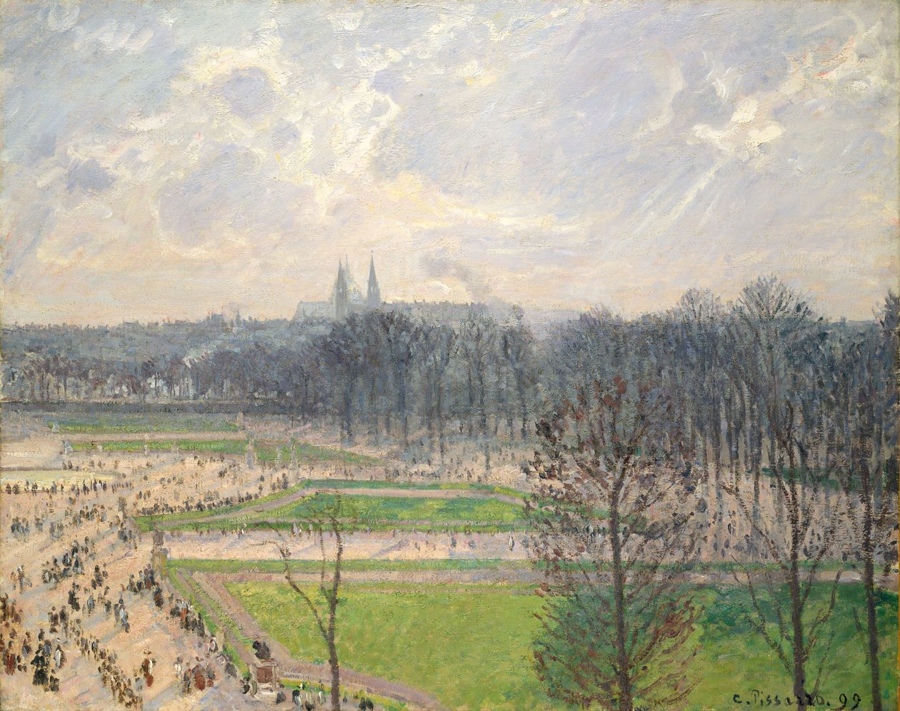 Tuilerienes hage på en vinterettermiddag av Camille Jacob Pissarro