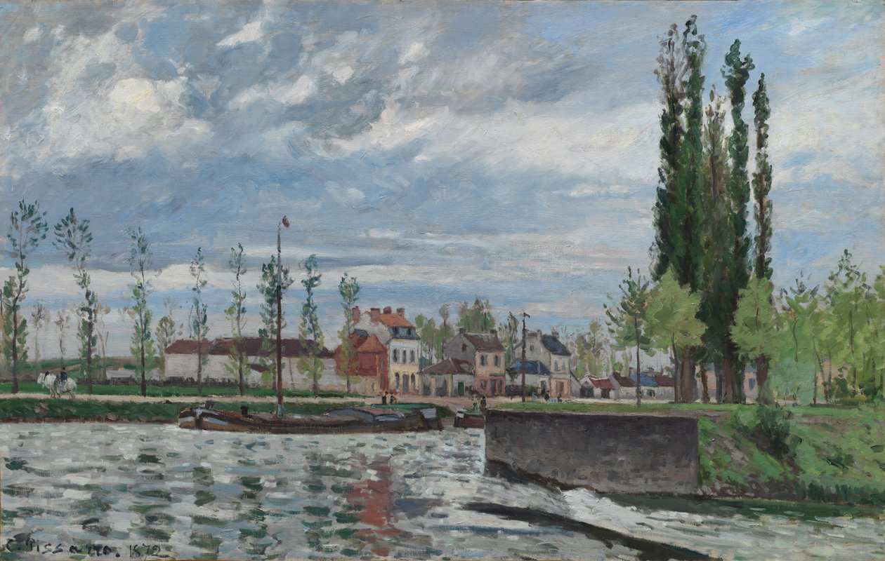 Slusen ved Pontoise av Camille Pissarro