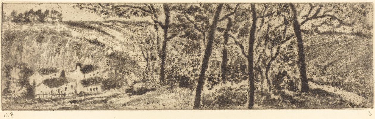 Det lange landskapet (Paysage en long) av Camille Pissarro
