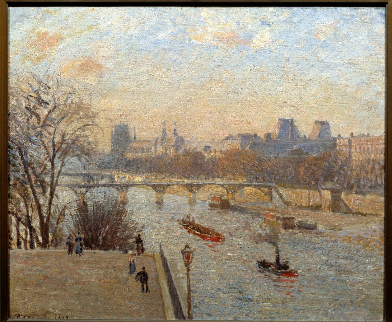 Louvre og Pont des Arts i Paris Maleri av Camille Pissarro (1830-1903) Reims fra 1800-tallet, Musee des Beaux Arts av Camille Jacob Pissarro